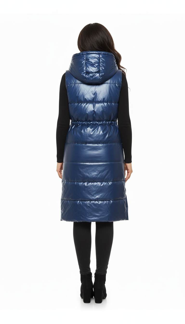 Longline Hooded Puffer Vest | Water-Resistant Winter Layer