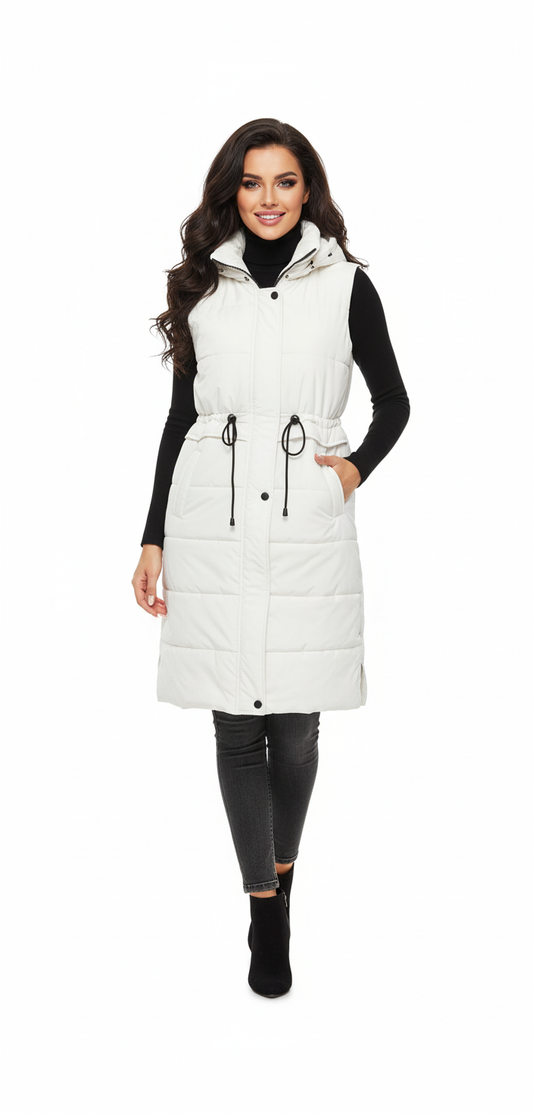 Longline Hooded Puffer Vest | Water-Resistant Winter Layer