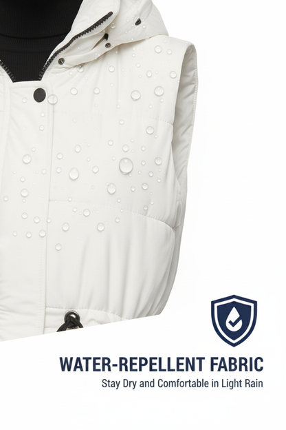 Longline Hooded Puffer Vest | Water-Resistant Winter Layer