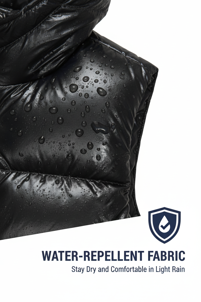 Longline Hooded Puffer Vest | Water-Resistant Winter Layer