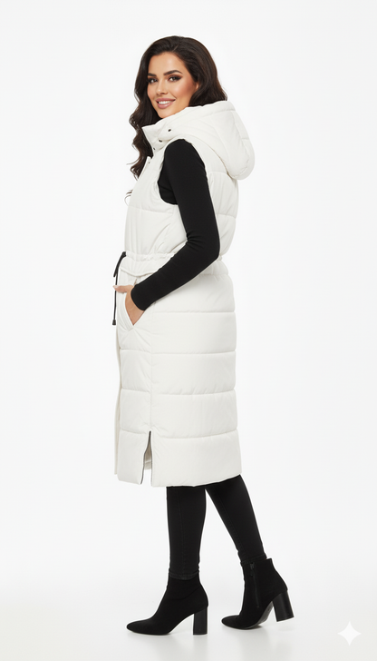 Longline Hooded Puffer Vest | Water-Resistant Winter Layer