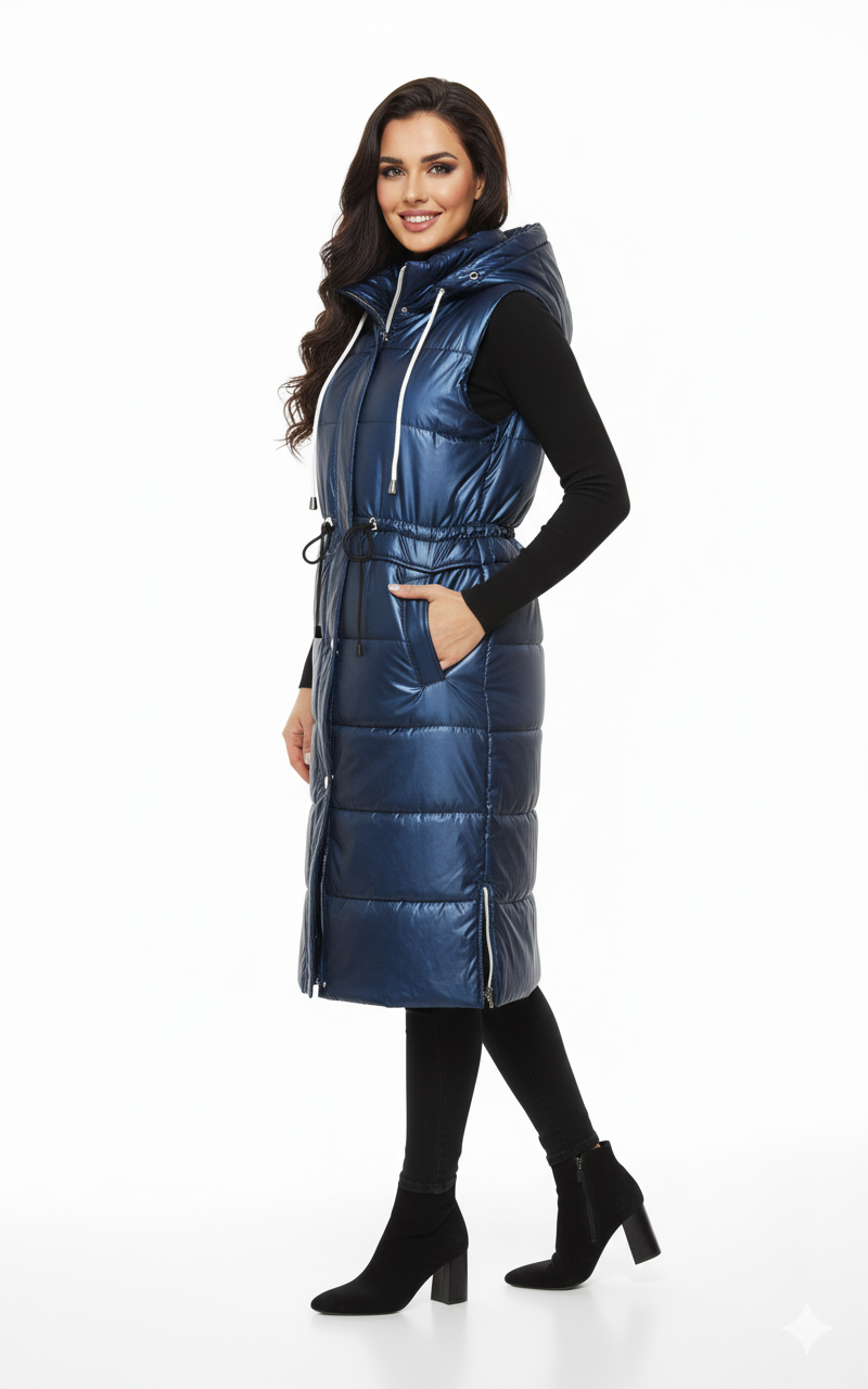 Longline Hooded Puffer Vest | Water-Resistant Winter Layer