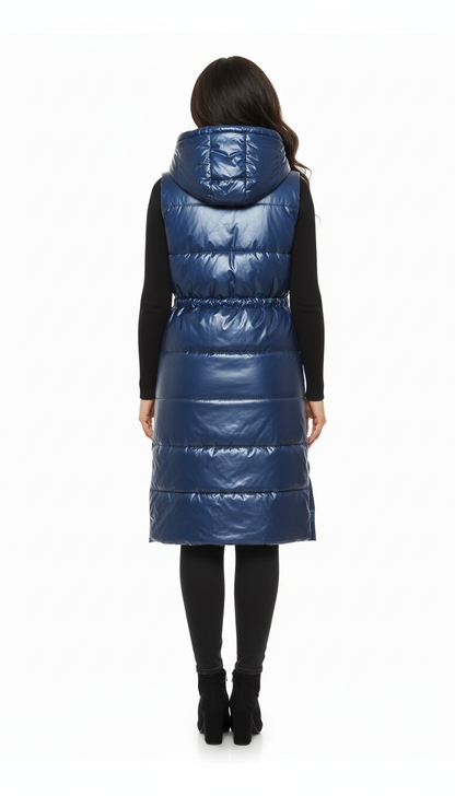 Longline Hooded Puffer Vest | Water-Resistant Winter Layer