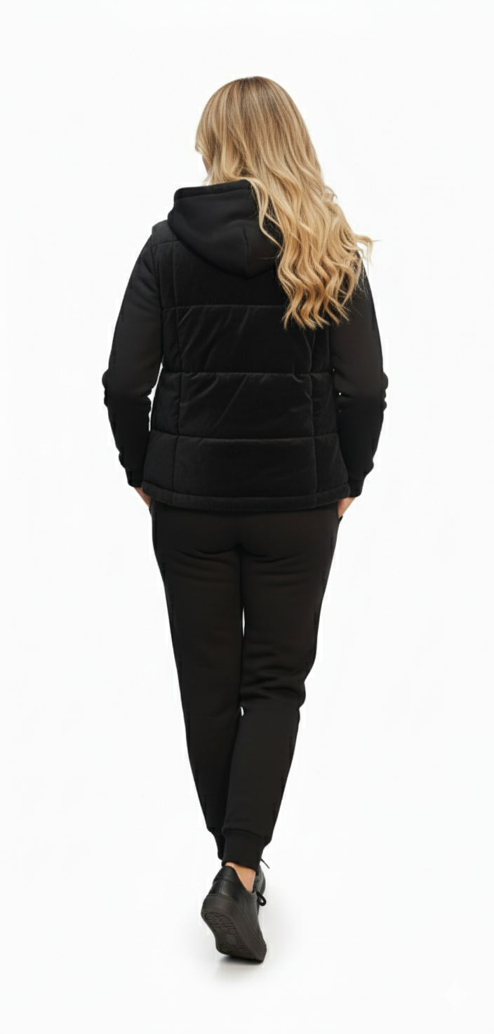 Women’s 3-Piece Cozy Loungewear Set | Hoodie, Joggers & Puffer Vest