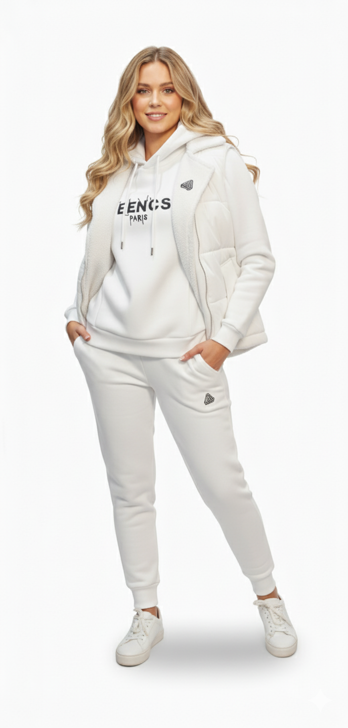 Women’s 3-Piece Cozy Loungewear Set | Hoodie, Joggers & Puffer Vest