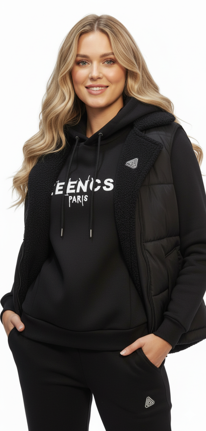 Women’s 3-Piece Cozy Loungewear Set | Hoodie, Joggers & Puffer Vest