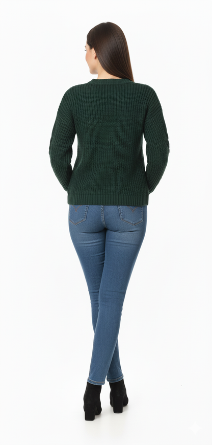 Classic Cable Knit Sweater | Crew Neck Winter Pullover