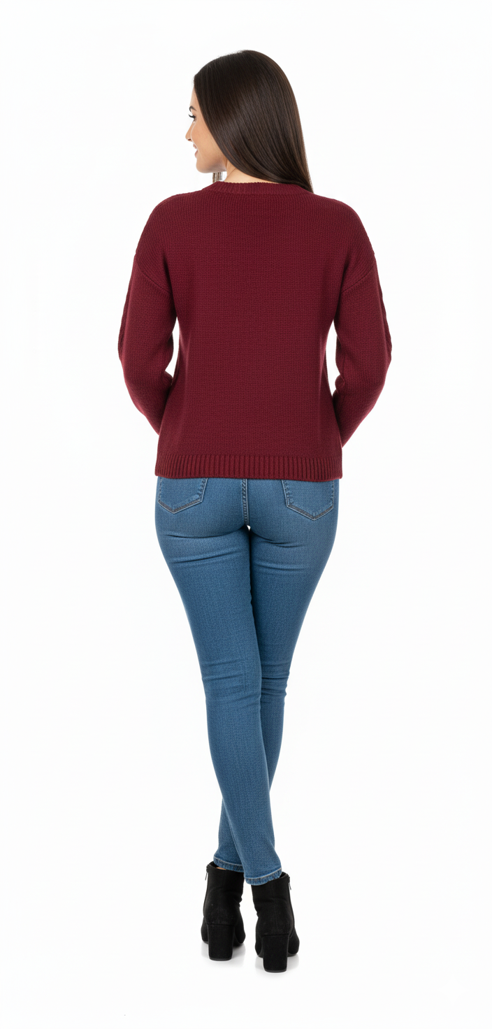 Classic Cable Knit Sweater | Crew Neck Winter Pullover