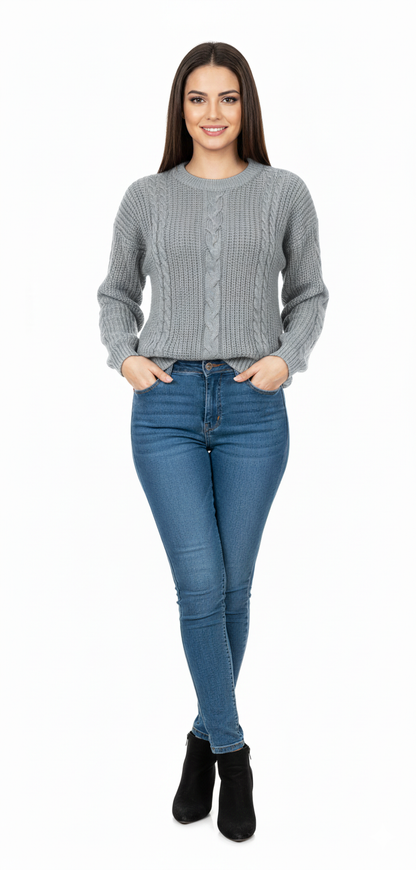 Classic Cable Knit Sweater | Crew Neck Winter Pullover